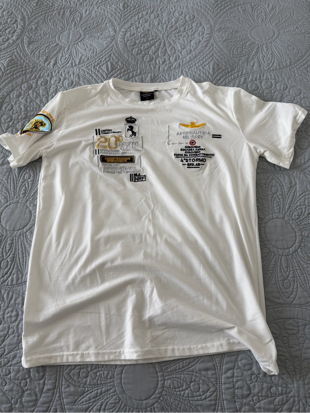 Aeronautica Militare White Patch Detail Short Sleeve Tee